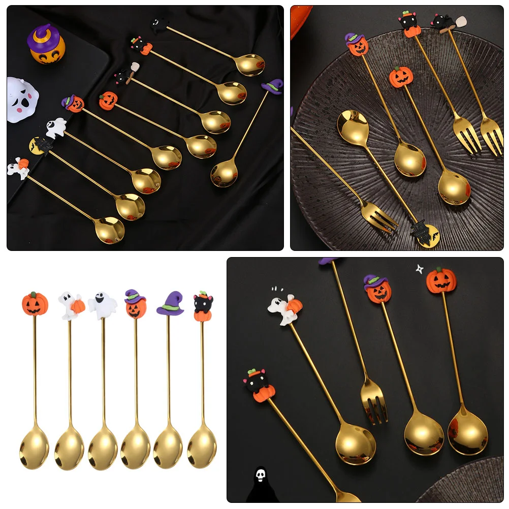 6 шт. ложка для торта серебро Mingle Mocktails ложки на Хэллоуин посуда мороженое