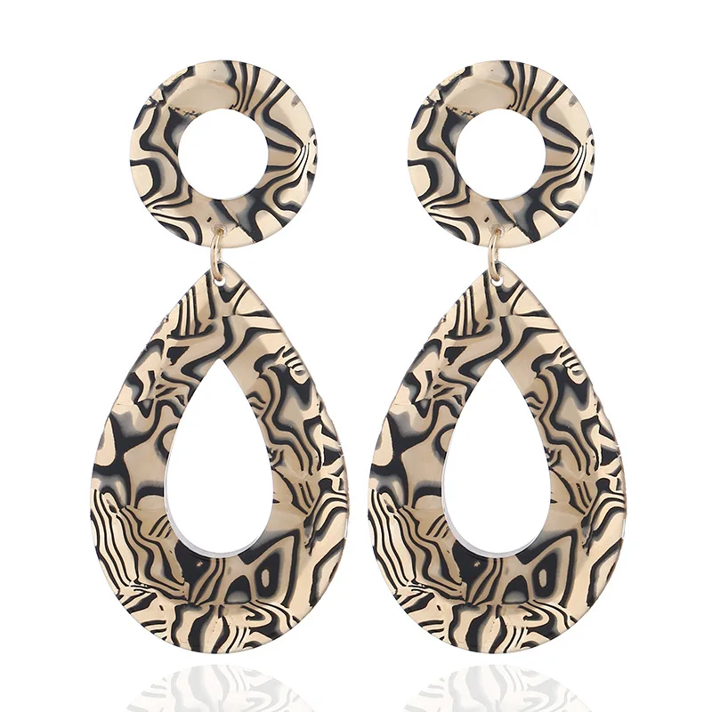 

West Fashion Creative Trend All-match Earrings Big-name Geometric Drop-shaped Acetate Plate Pattern Earrings Women Aesthetic
