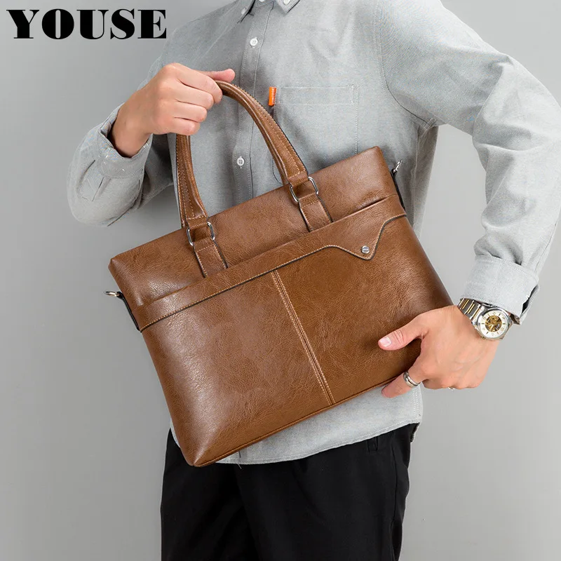 

Портфель мужской из натуральной кожи, Роскошный дизайнерский чемоданчик на плечо, портфель для компьютера в деловом стиле