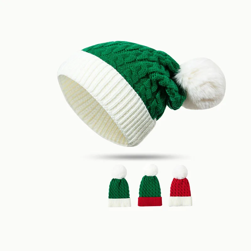 

Зимняя шапка, рождественские детские шапки, Детская плюшевая шапка мячик, рождественский подарок, вязаный пуловер и шапка, Рождественское украшение, шапки для детей