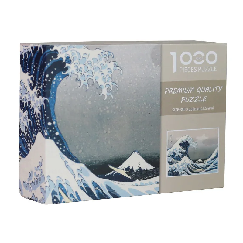 

Mini Jigsaw Puzzle 1000 Pieces The Great Wave Off Kanagawa White Card Paper Family Games Home Decoration Gift for Children Adult