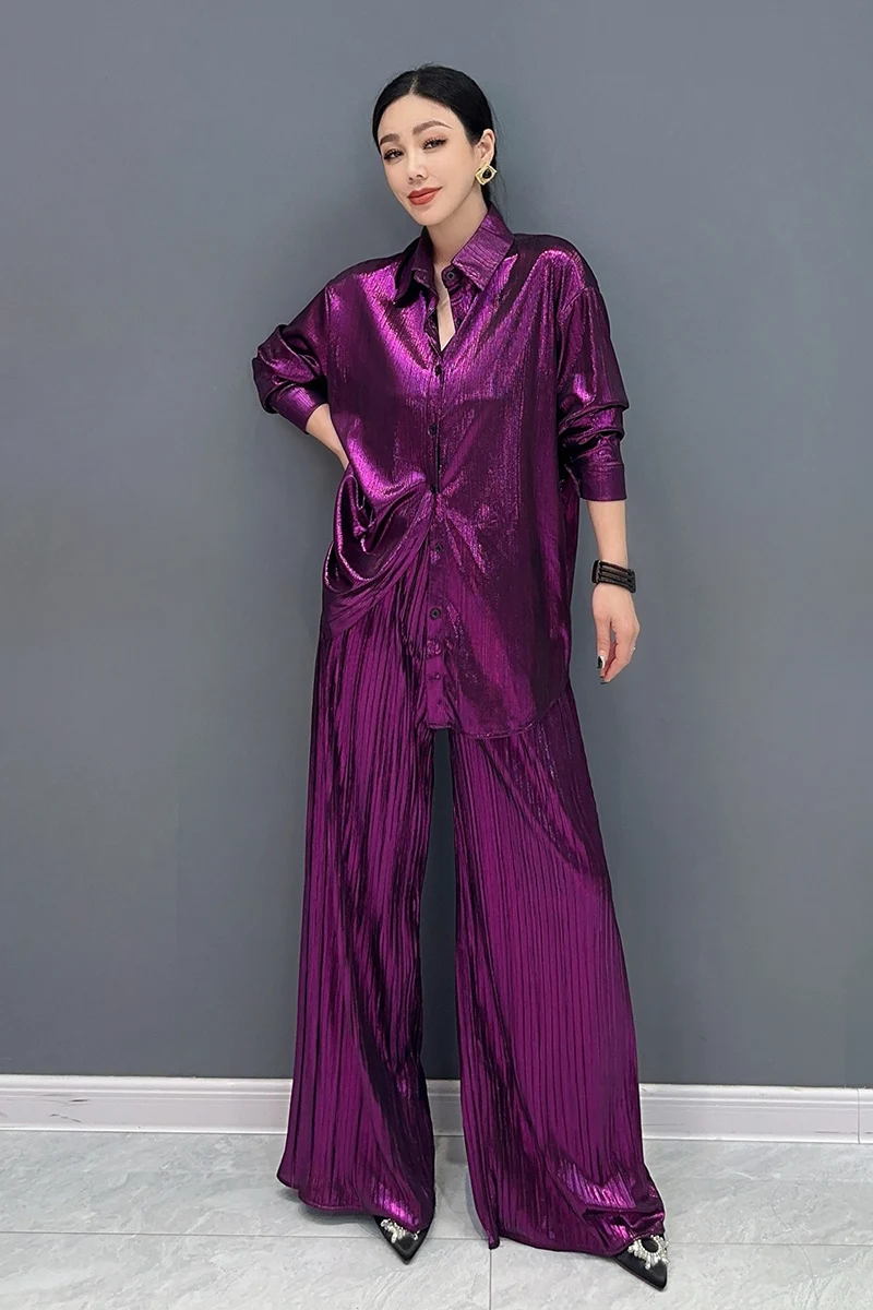 Женский комплект одежды из 2 предметов Повседневная Длинная рубашка с широкими