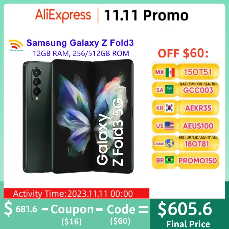 

Original Samsung Galaxy Z Fold3 Fold 3 5G F926U1【99% New】7.6" Foldable RAM 12GB ROM 256GB NFC Snapdragon Unlocked