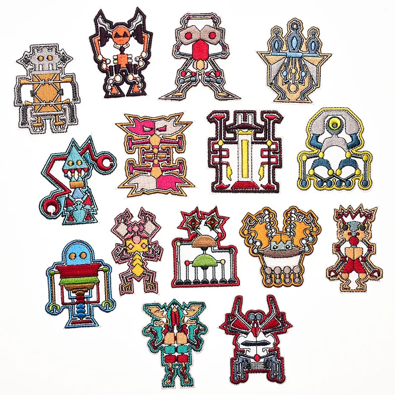 1PC Fashion Robot Iron-on Patches Mechanical Dinosaur Shark 
