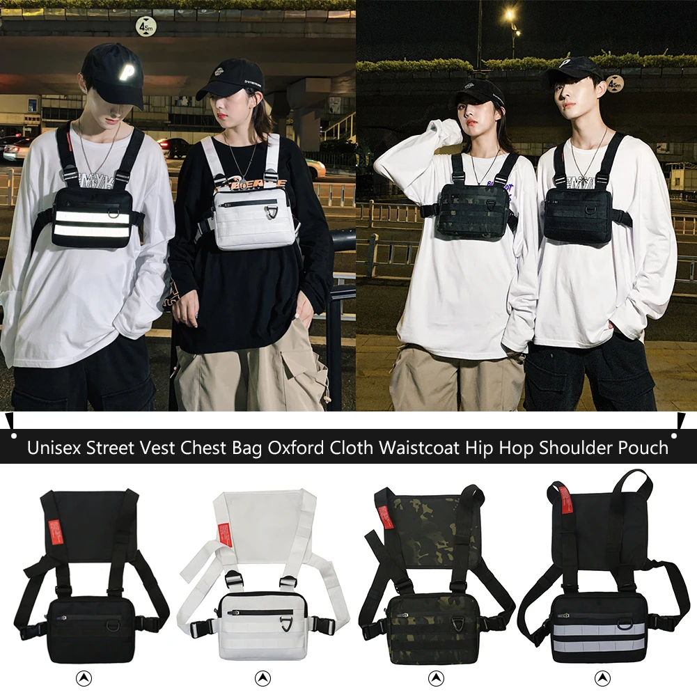 

New Unisex Chest Rig Hip-Hop Bag Streetwear Multi-function Oxford Vest Pouching Bag Casual Function Outdoor Style Waist Packs