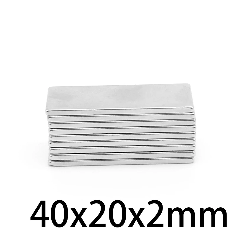 2/5/10/15/20/50PCS 40x20x2mm Block Strong Powerful Magnets Long Rectangular Permanent Neodymium Magnet Sheet 40x20x2 40*20*2 mm - купить по