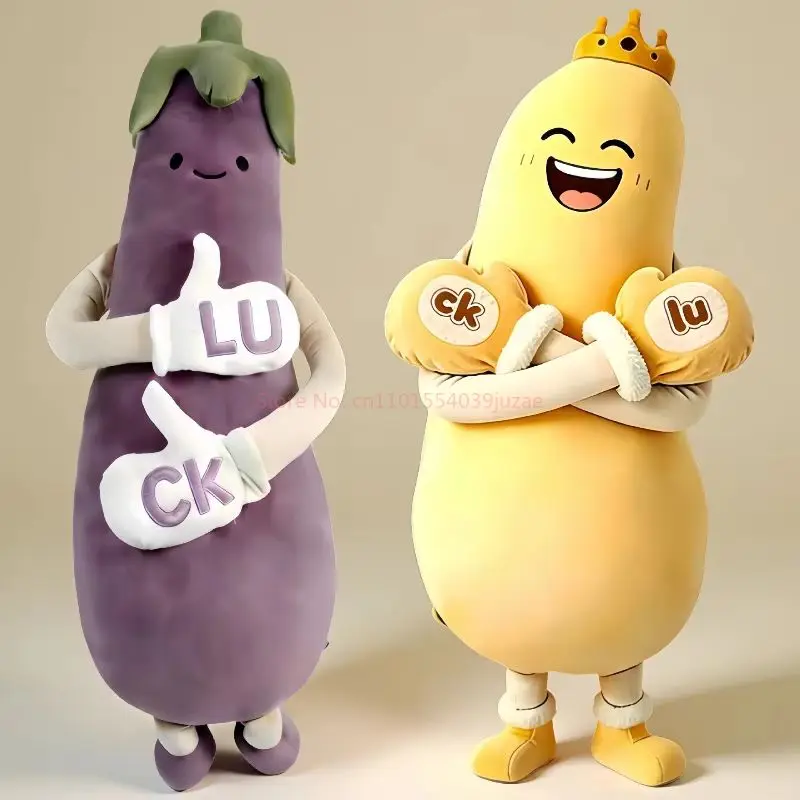 Фото Подушка-игрушка Eggplant King для сна, успокаивающая игрушка-погремушка, плюшевая подушка в форме манго, съемная, моющаяся, комфортная, подарки №2