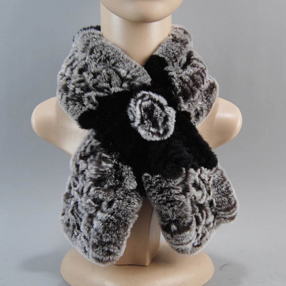 2024 хит продаж вязаный вручную шарф из натурального меха кролика рекс женский