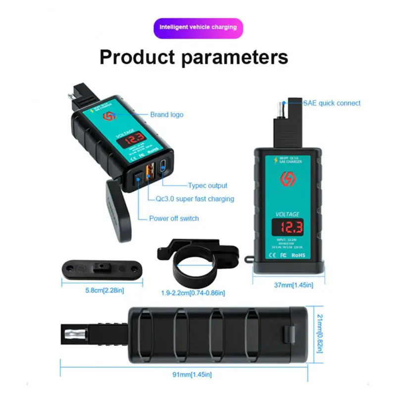 

12V-24V Dual USB Port Waterproof Motorbike Motorcycle Handlebar Charger Adapter Power Supply Socket for iphone samsung huawei