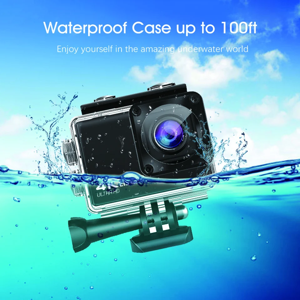 4K 60FPS WiFi Anti-shake Action Camera 1080P 24MP Full HD 2.0 Inch IPS Screen 170° Wide Angle Underwater Waterproof Sport Camera