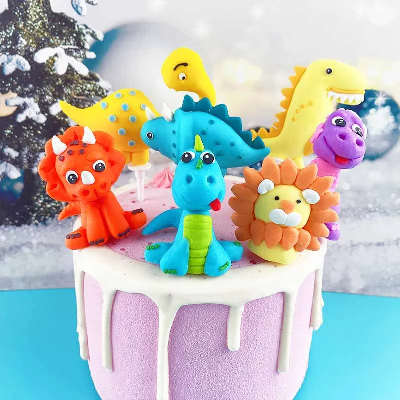 

LuanQI Animal Cake Topper Soft Pottery Dinosaur Cupcake Cake Decoration Baby Shower Boy Birthday Party Wild Forest Favors