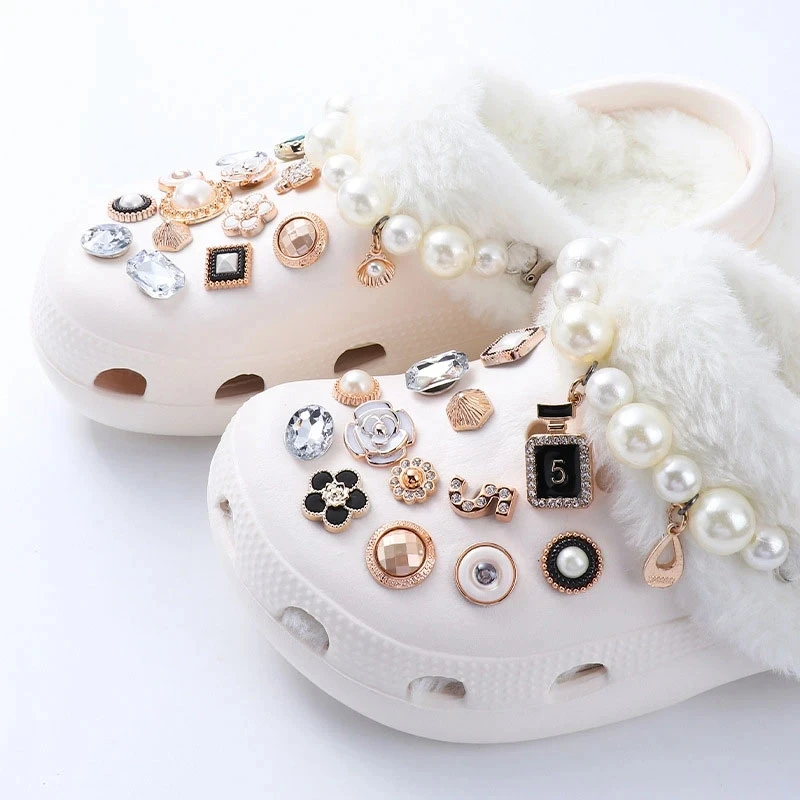 1 Set Brand Designer Croc Charms Accessories Bling Rhinestone  Perfume Queen Accessories For Jibz Wristbands Girl