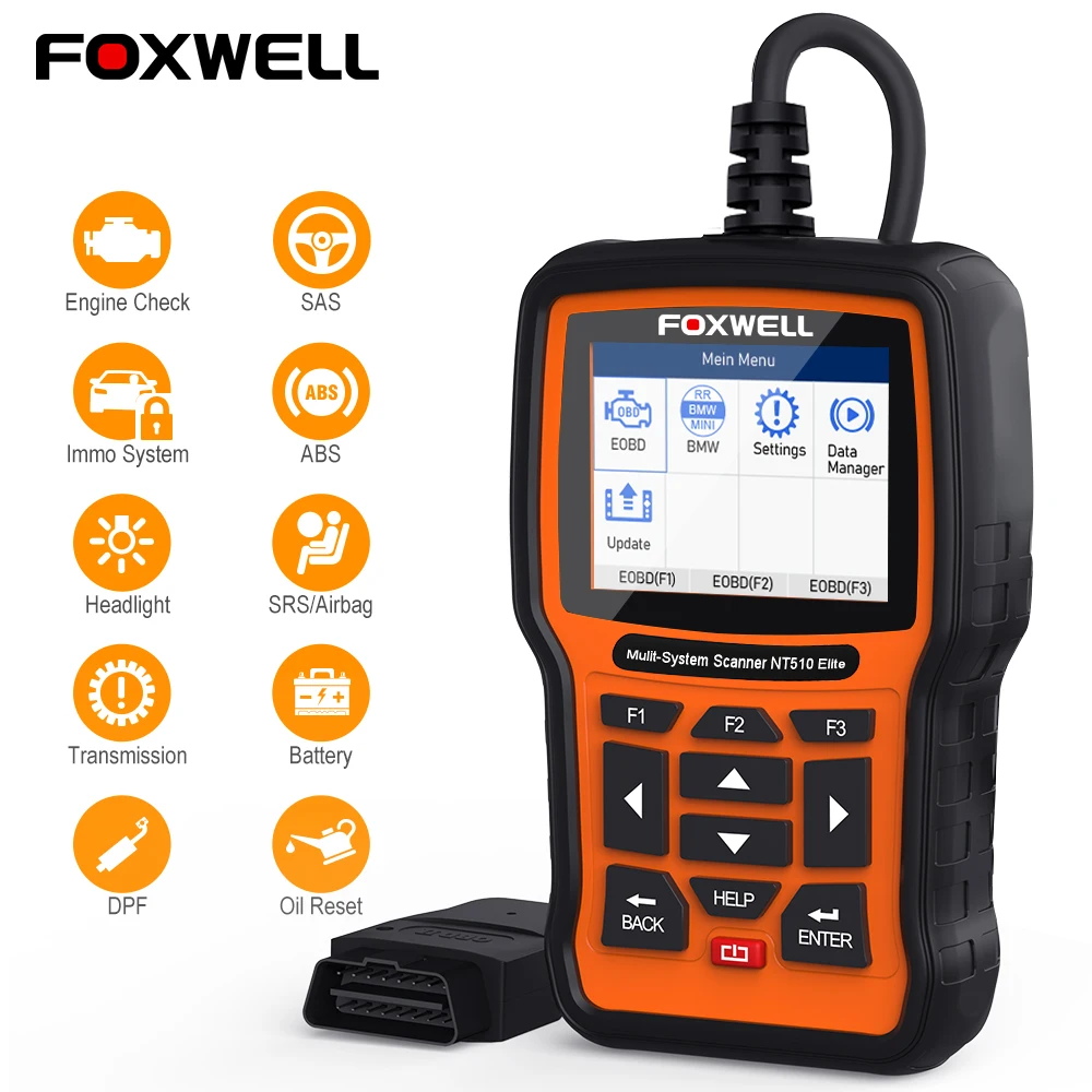 Диагностические инструменты FOXWELL NT510 Elite OBD OBD2 сканер для сброса масляного