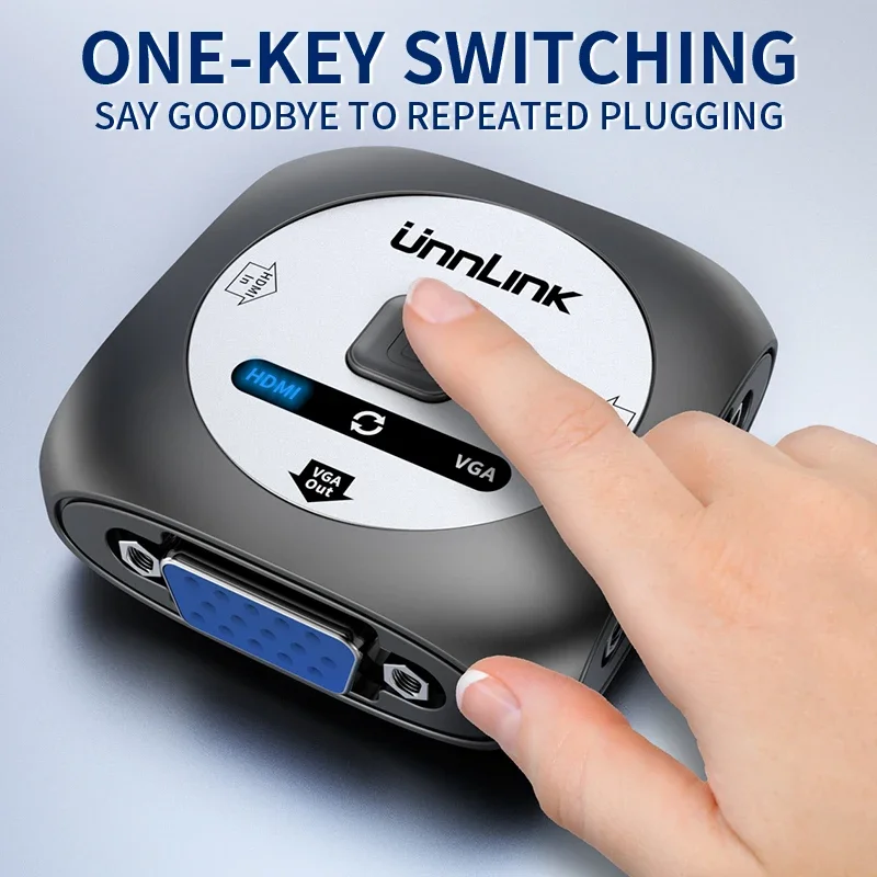 Unnlink HDMI VGA-переключатель 2x1 + VGA в видеокоммутатор 1080P 60 Гц конвертер 2 1 выход