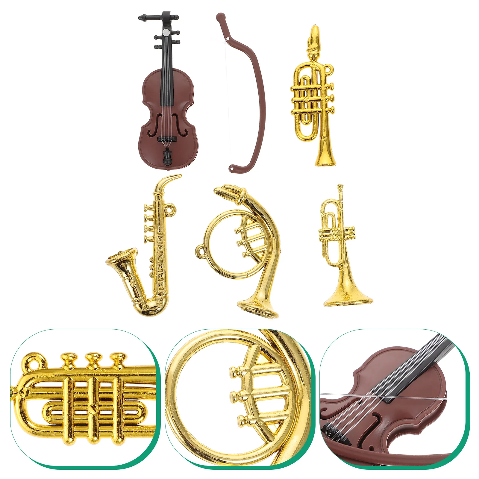 

1 Set Miniature Violin Adornment Mini Saxophone Ornament Trumpet Decors
