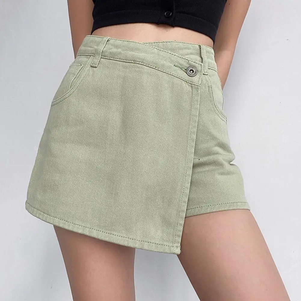 

Vintage High Waist Denim Skirt Shorts A-line Tummy Control Slim Fit Summer Streetwear for Women Students