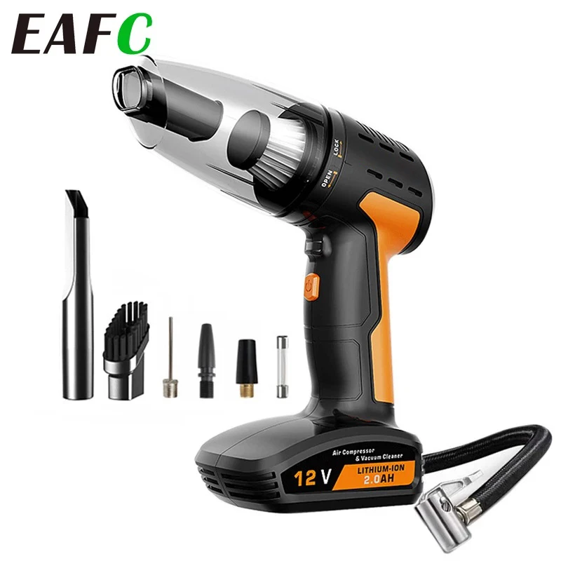 

Автомобильный многофункциональный электрический воздушный насос, портативный пылесос для сухой и влажной уборки с манометром для шин, 4 в 1