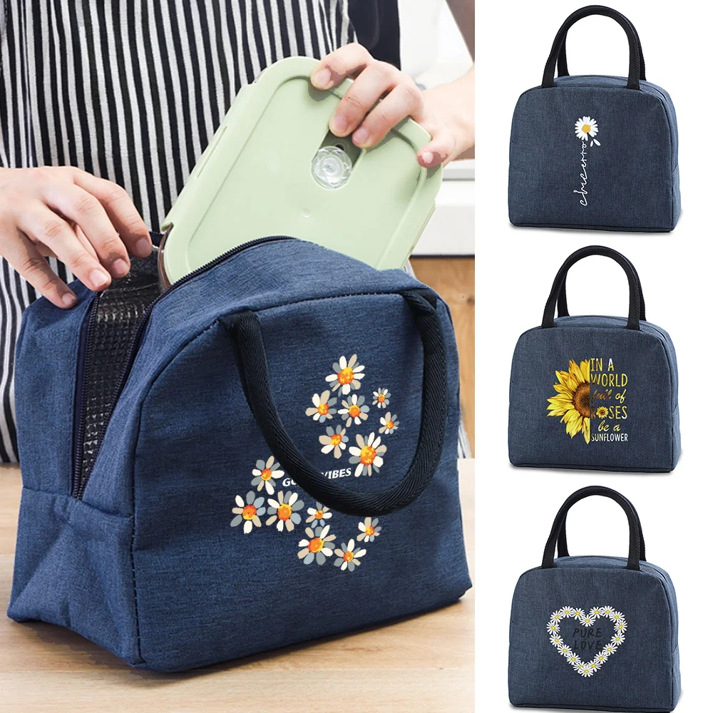 

Fashion Lunch Bags Insulated Thermal Lovely Daisy Multicolor Breakfast Box Bags Women Portable Hand Pack Picnic Travel Products