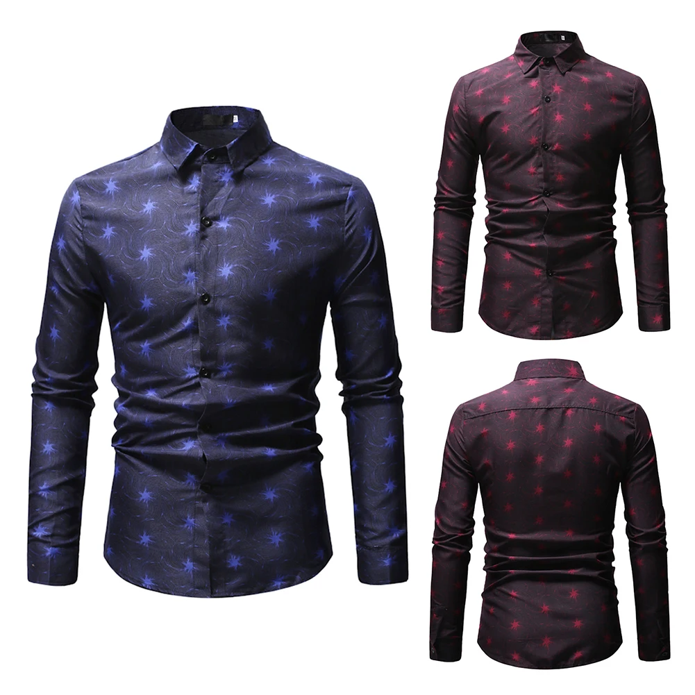 

New Fashion Shirts Classic Delicate Texture Spring Autumn Men Blouse Long Sleeve Single Breasted Lapel Printing Fashion Tops