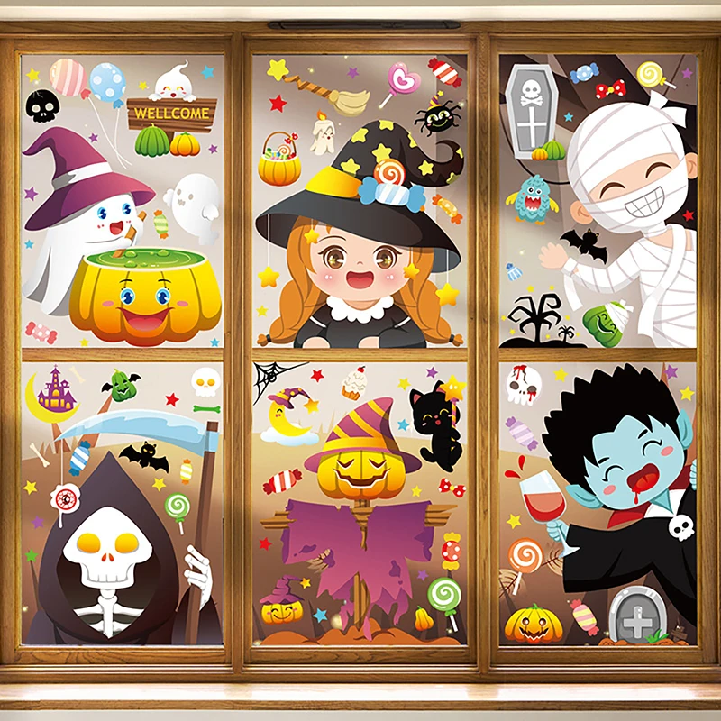 

Halloween Stickers for Window Decoration Vampires Witch Ghost Monsters Wall Sticker Halloween Decor Pumpkin Decal Party Supplies