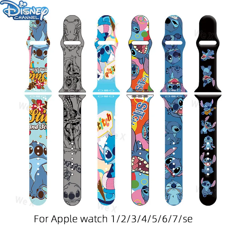 Disney Stitch  Band  for Apple Watch Strap  45mm 44mm 40mm 38mm 42mm   Amazfit Gtr  Smart Ring  Correa Apple Watch