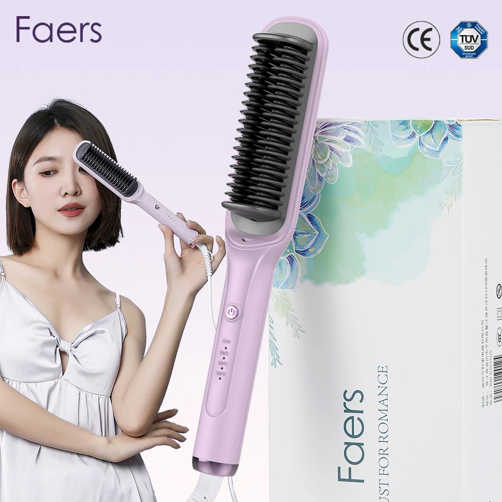 

Electric Hair Straightener Negative Ion 3-temperature Adjustable Hairstyle Curler Brush 2 In 1 Hair Comb Fast Heated Hair Brush