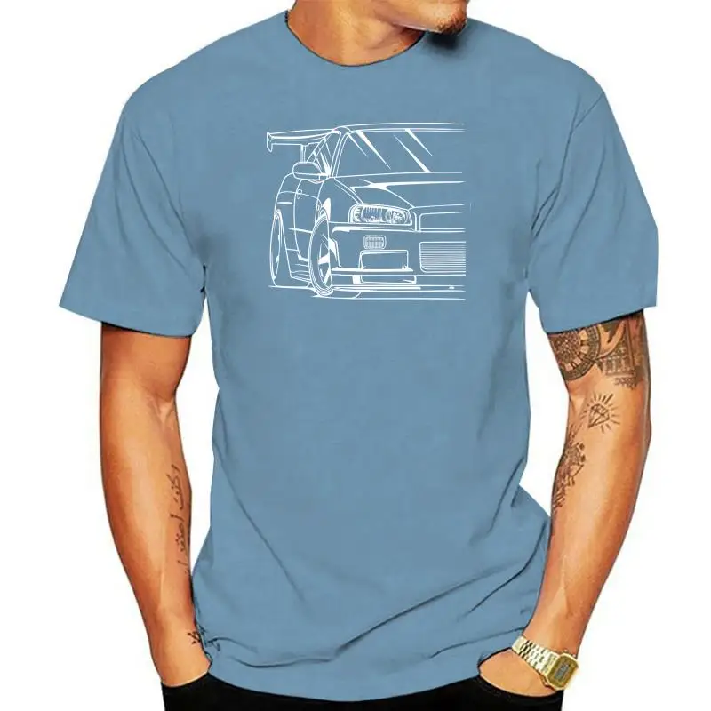 

Лидер продаж 2020, модная футболка из 100% хлопка с японским классическим автомобилем Skyline R34 JDM, тюнер, автомобильная одежда, турбо-Яркая футболка для автомобиля