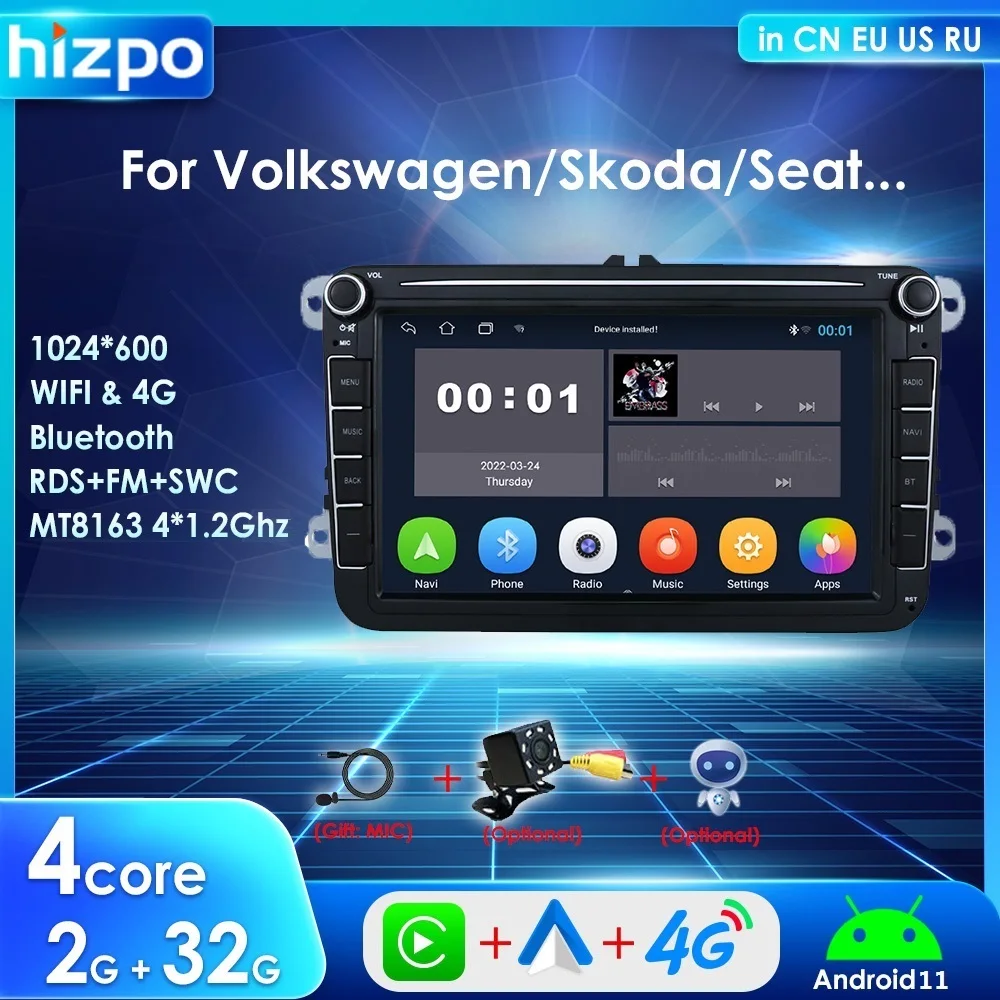 

Автомагнитола 2дин android 11 для VW Golf Skoda Seat PASSAT POLO B6 B7 JETTA TIGUAN TOURAN стерео Мультимедийный плеер GPS SWC RDS
