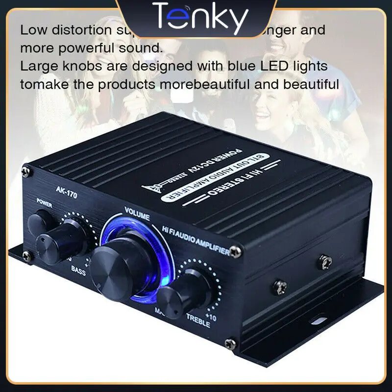 Black Ak170 Audio Amplifier Fm Radio Mini Amplifier 400w Stereo Power Amplifier Mini Hifi Audio Power Amplifier Audio Amplifier