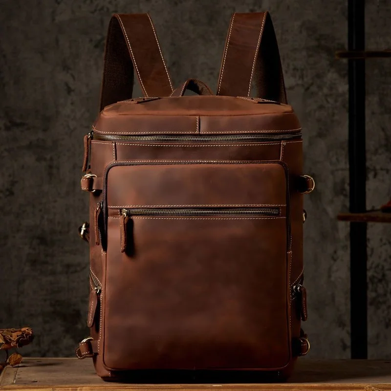 

genuine Handmade cowhide 100% large capacity men's leisure travel retro crazy horse leather trend versatile backpack for