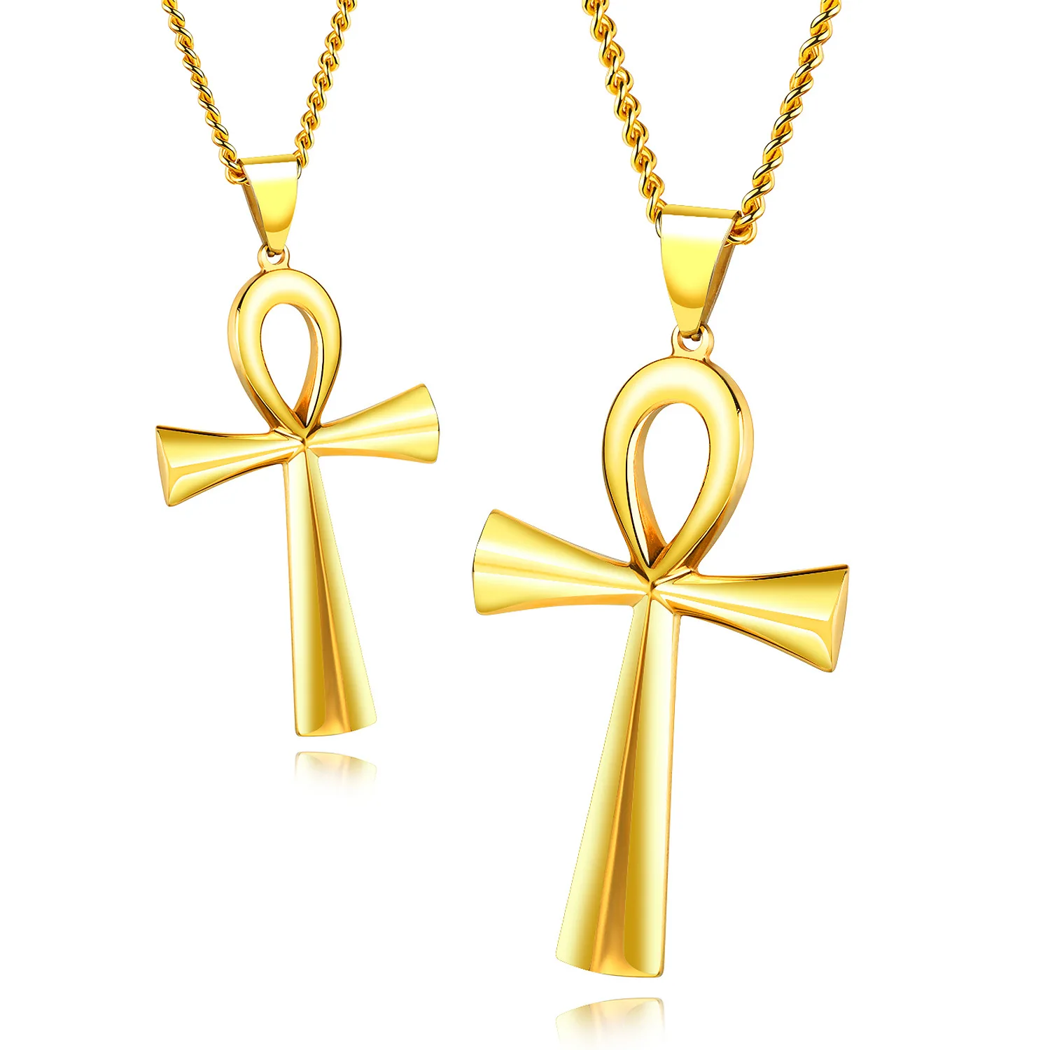 

Euramerican Smooth Stainless Steel Ancient Egyptian Cross Man Necklace Amulet Pendant