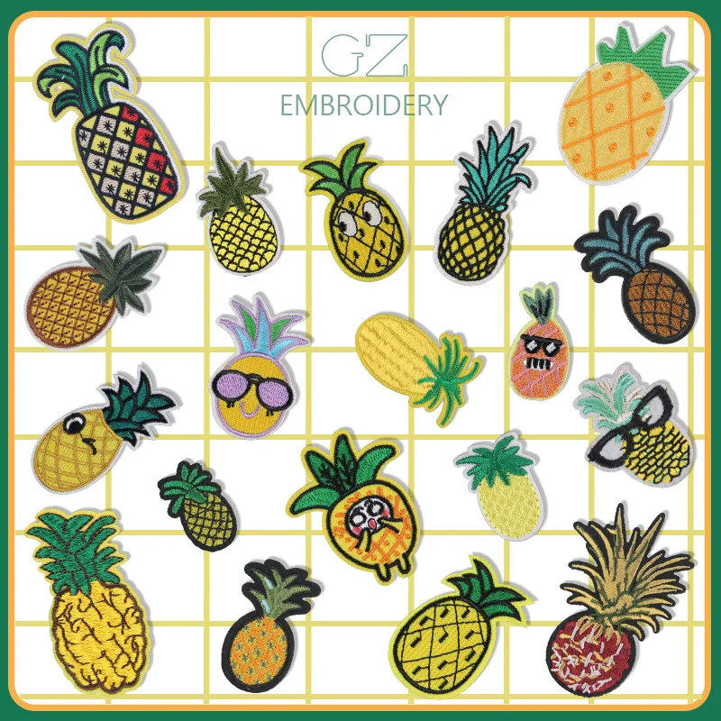 

Cartoon Pineapple Embroidery Iron on Patches Childlike Bromelia Badges Fruit Cloth Appliques for T-shirt Decor Jeans Hole Repair