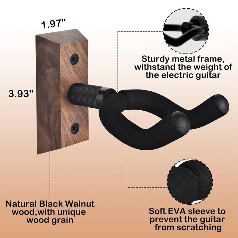 4 шт. настенное крепление для гитары орех U-образная вешалка подставка акустики