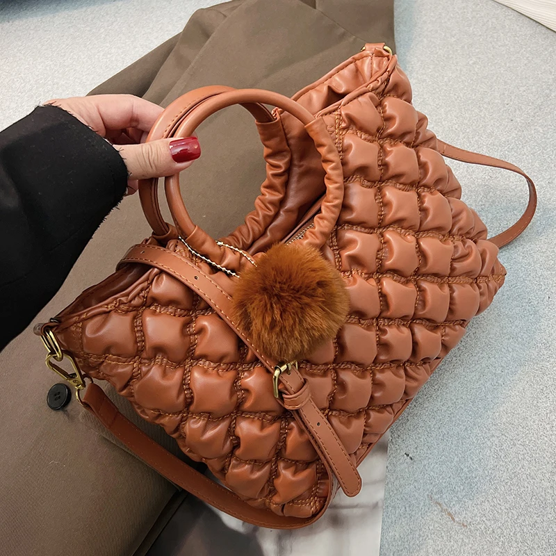 

Женские сумки на плечо, роскошная сумка через плечо из искусственной кожи, Модная Складная Сумка-тоут с подкладкой, дизайнерские стеганые з...