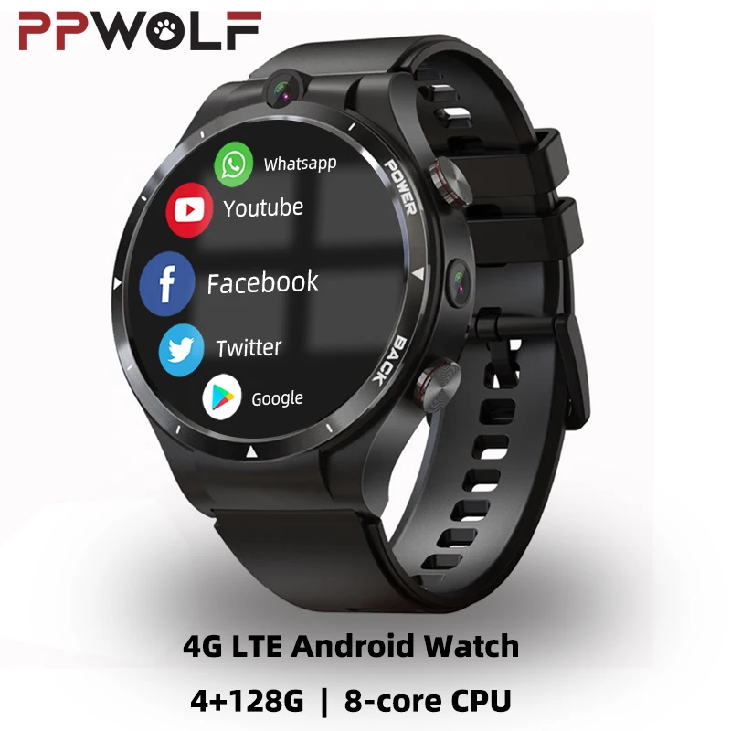 

PPWOLF мощные 4G LTE Android Смарт-часы со слотом для SIM-карты Wifi Роскошная 4 + 128G GPS навигация HD камера приложение скачать Смарт-часы для мужчин