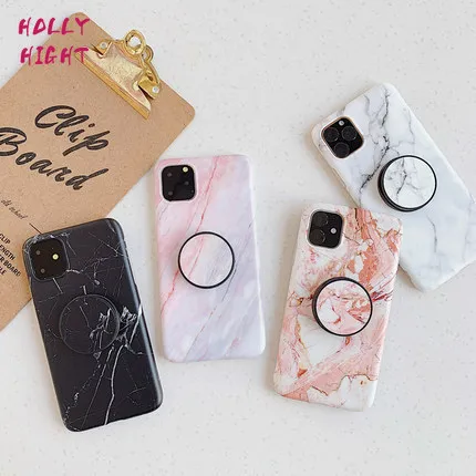 

Gradient Marble Stand Holder Phone Case for IPhone 11 11Pro Max XR XS Max 7 8 Plus 11Pro Soft IMD Back Cover for IPhone SE 2 12