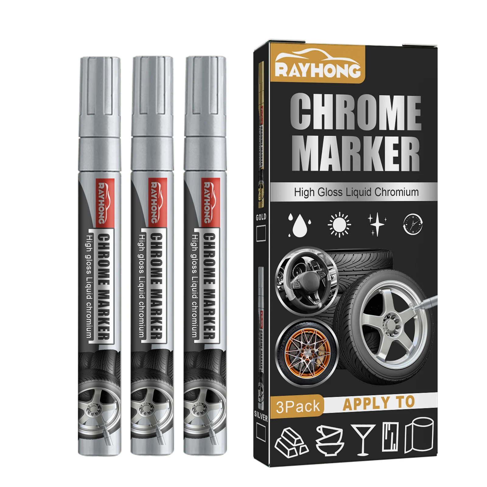 Chrome Marker Pen White Tire Marker For Bike & Car Tires Tyre Markers For Car Tires Waterproof Car Tire Pen Suitable For Rubber