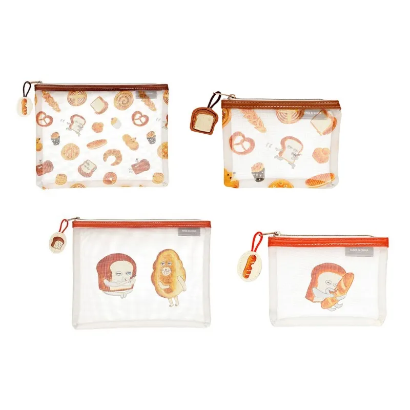 Прозрачная сумка для хранения The Bread Thief милая мультяшная сетчатая канцелярских