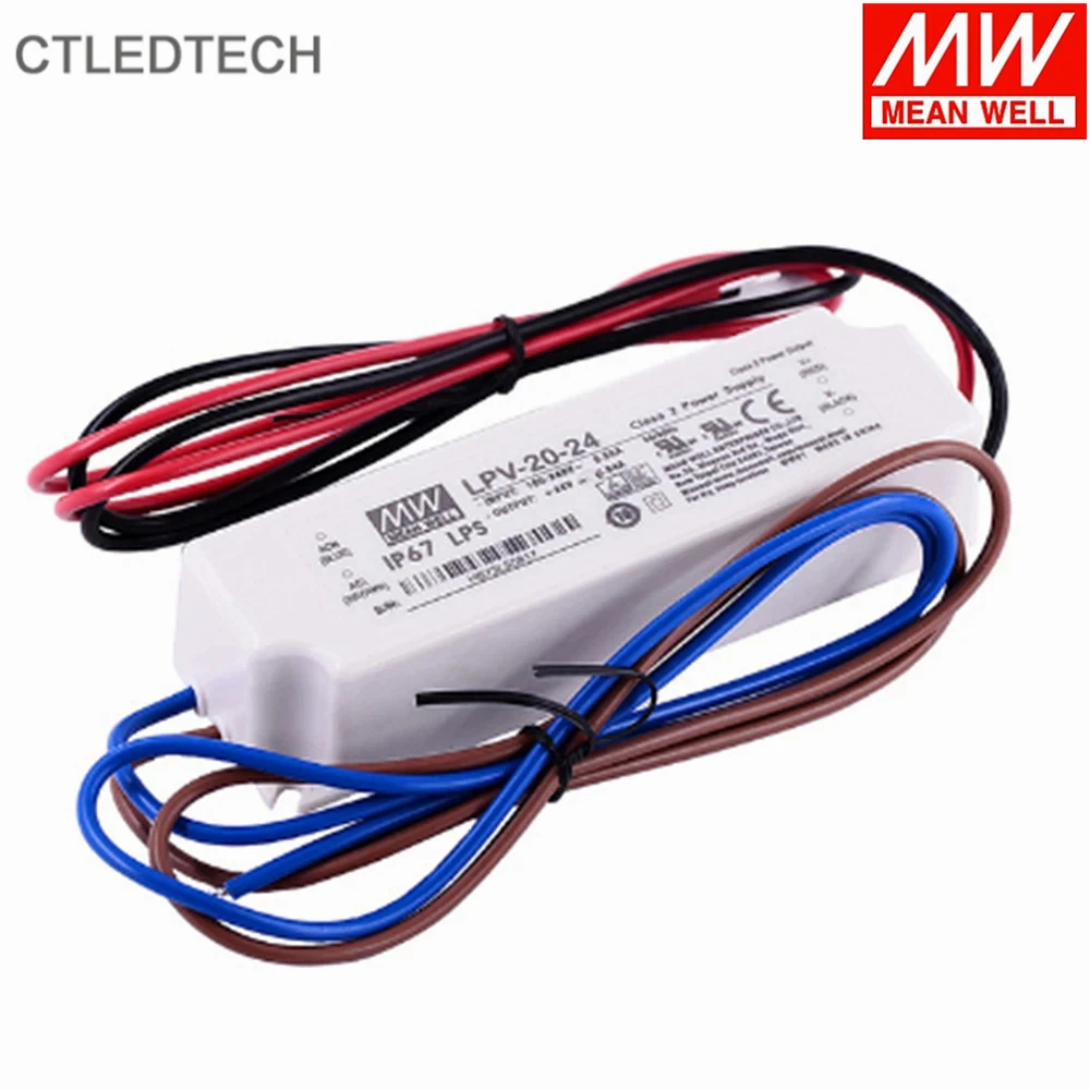 Миниатюрный блок питания Mean Well LPV-20-12, DC5V15W12V15V24V20W, IP67, класс 2, постоянный источник питания для светодиодных лент.