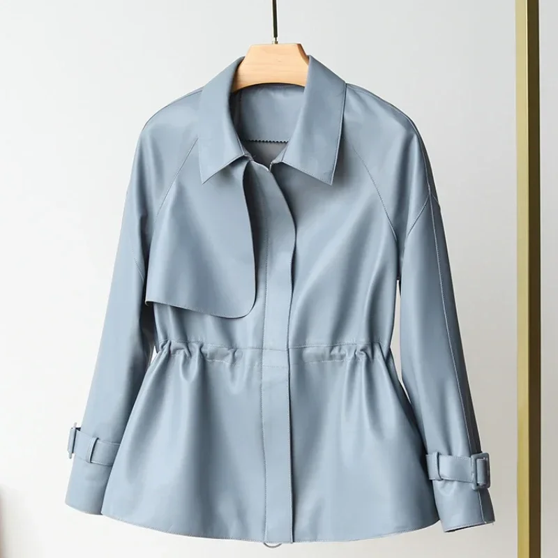 Женская короткая куртка из натуральной овечьей кожи весна-осень