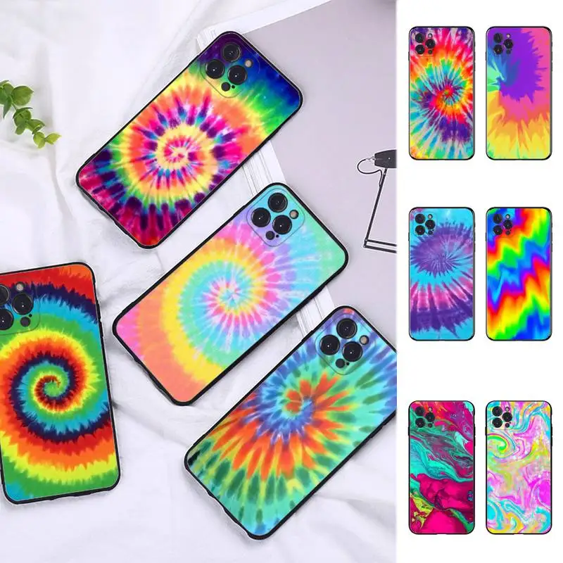 

FHNBLJ Abstract Rainbow Ripple Tie Dye Phone Case Silicone Soft For iphone 14 13 12 11 Pro Mini XS MAX 8 7 6 Plus X 2020 XR