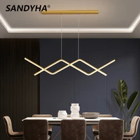 sandyha minimalism hanging lamp modern gold black dining room lamp nordic indoor simple living kitchen studyroom foyer chadelier