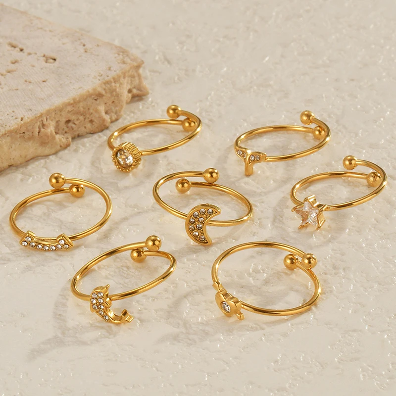 Искра сладкий звездный цветок с цирконом открывающееся кольцо из нержавеющей