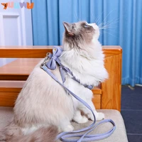 dog harness leash collar set adjustable soft cute bow pet dog puppy lead leash harness walking chest strap pet cat collar leash
