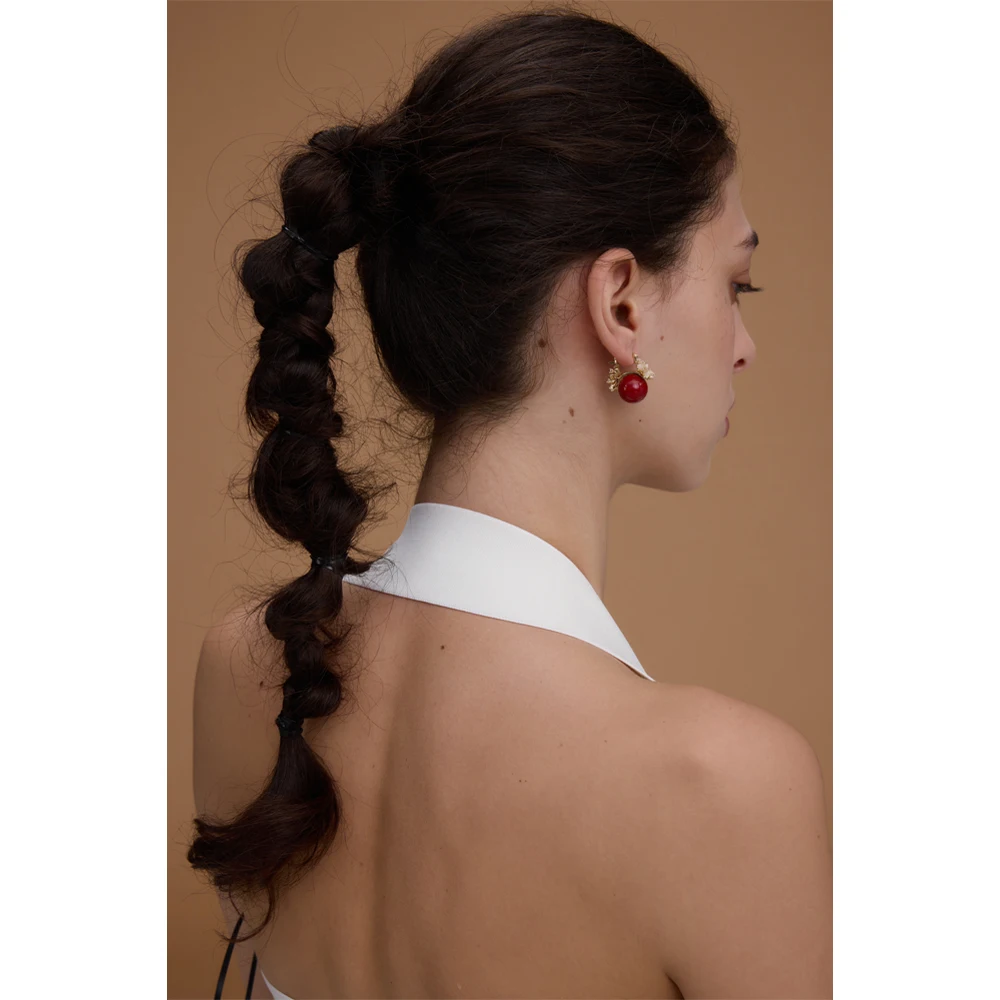 Серьги-подвески Mchic бордовые из меди