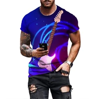 new fashion hip hop music 3d printing guitar t shirt men women summer casual short sleeved harajuku style shirt top