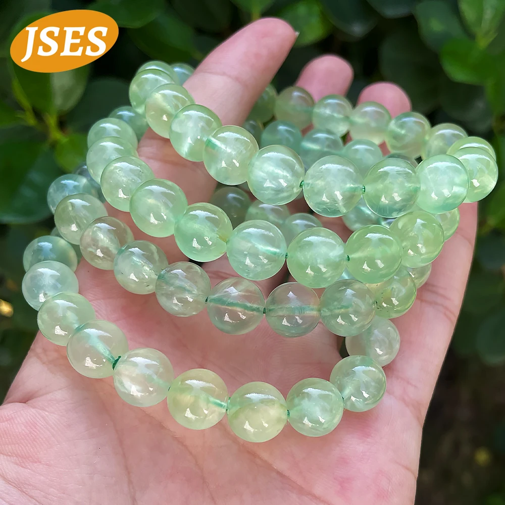 JSES AA натуральный пренит 8 9 10 мм браслет космические бусины из драгоценных камней