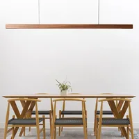 Nordic Minimalist Dining Room Walnut Wood Pendant Lights Modern LED Long Dining Table Living Room Bar Office Hanging Lamp
