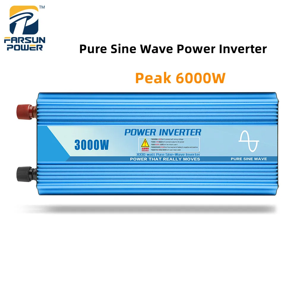 

Power Inverter full 3000W transformer DC Auto 12V/24V/48V to AC 220V car home pure sine wave inverters Peak 6000W