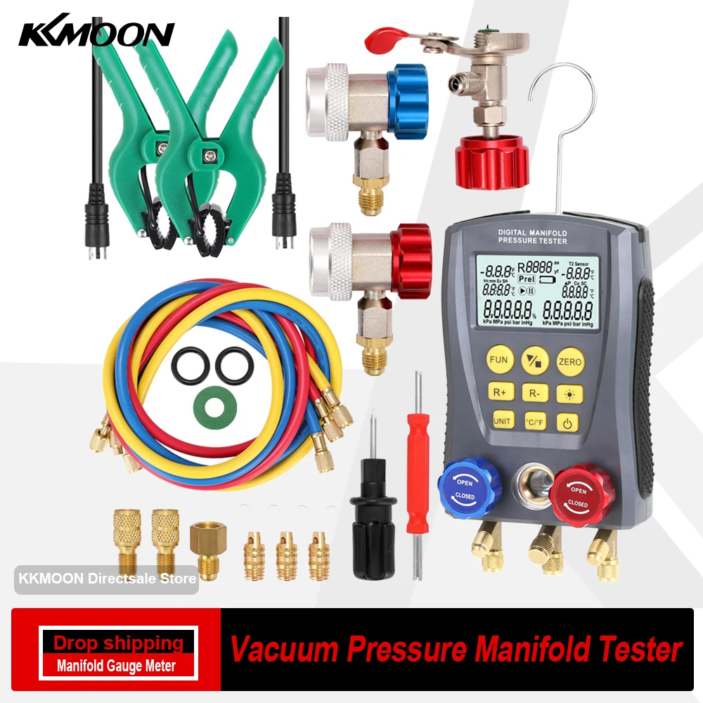Manómetro Digital de refrigeración, medidor de presión de vacío, medidor de temperatura HVAC, medidor de colector Digital